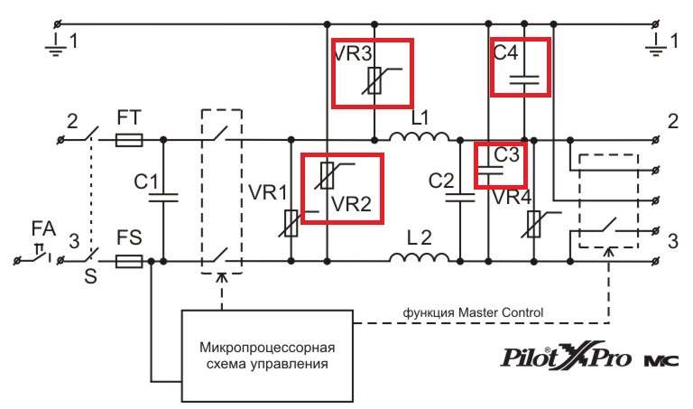 Схема сетевого фильтра apc p5b rs